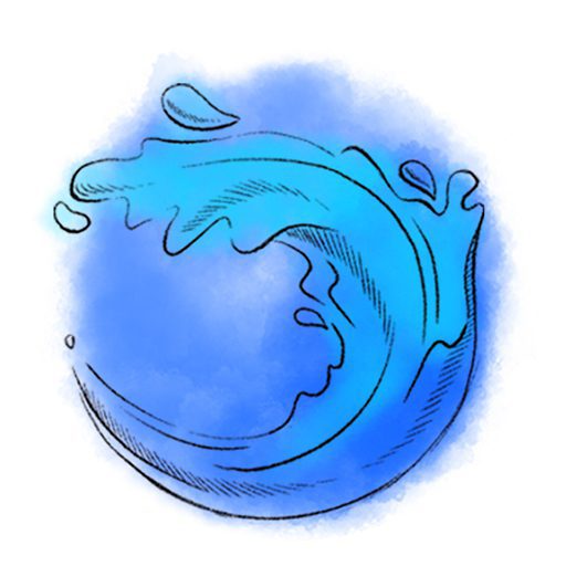 Drawing of a wave representing "Water" of 5 elements