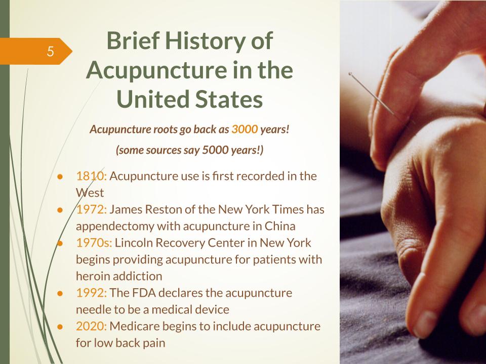 Brief history of acupuncture in the United States