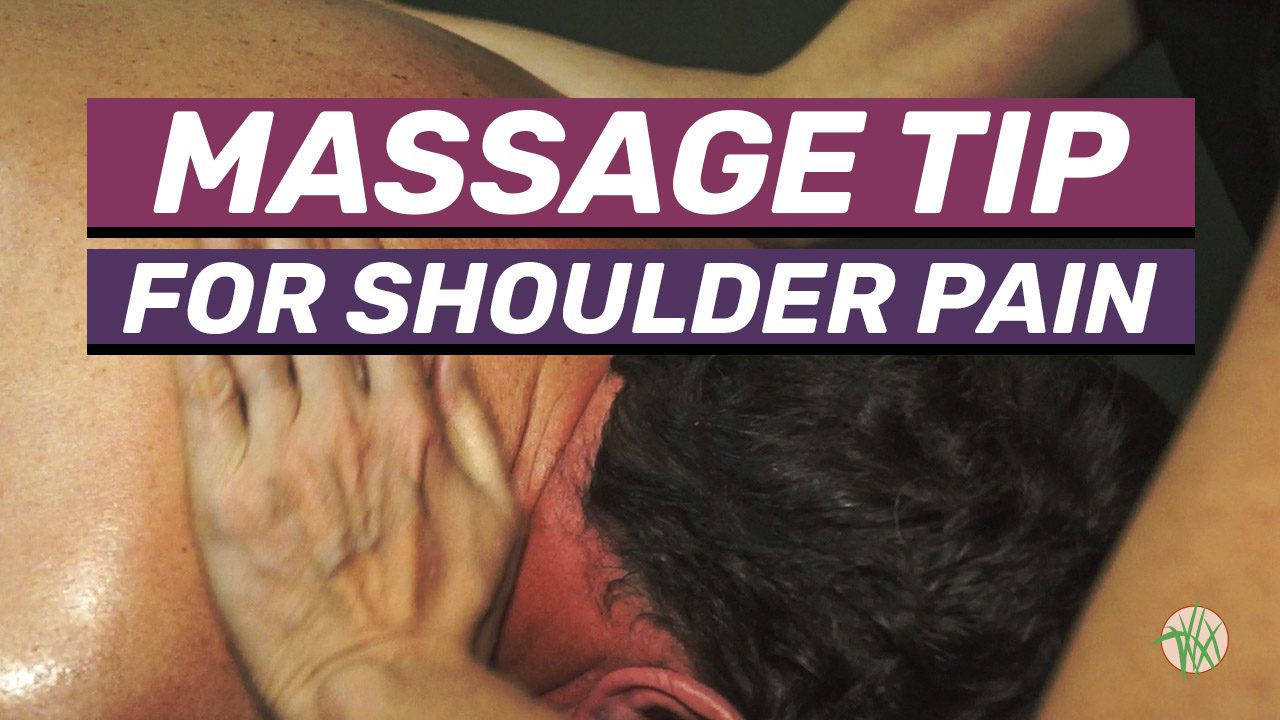 Massaging shoulder to relieve shoulder pain