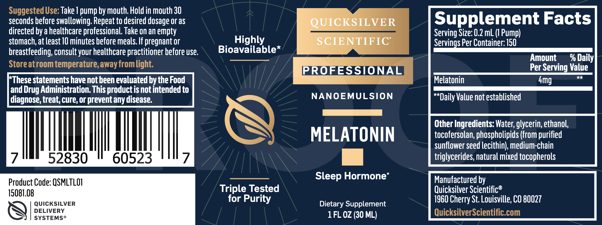 Quicksilver Melatonin Full Label