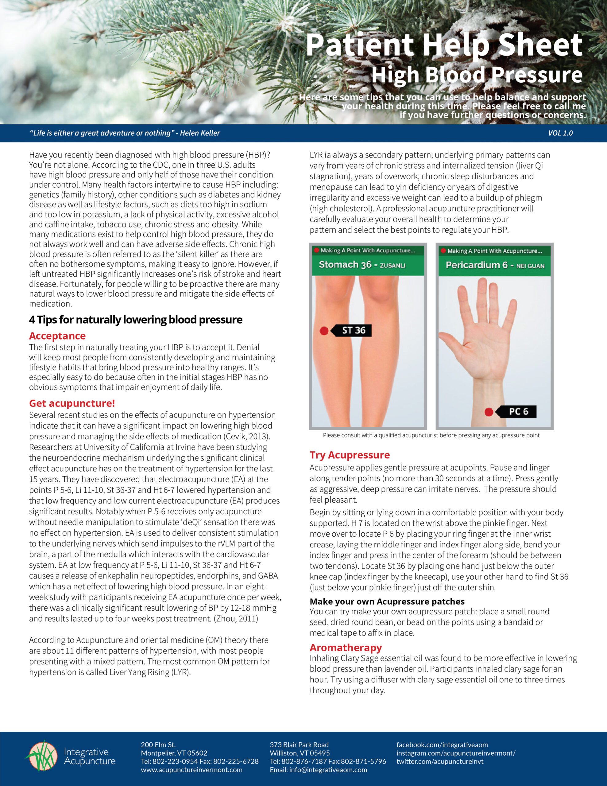 High Blood Pressure Help Sheet