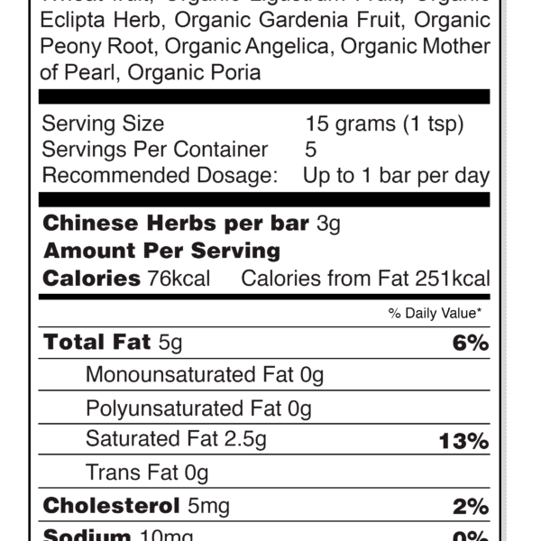 Nutrition label for ChiChi Chocolate