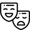 Black outline of theater masks